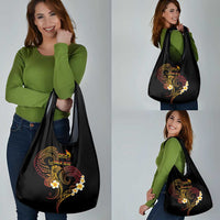 Personalised Papua New Guinea Sepik Grocery Bag Plumeria Floral Tribal Pattern - Polynesian Pride