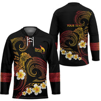 Personalised Papua New Guinea Sepik Hockey Jersey Plumeria Floral Tribal Pattern - Polynesian Pride