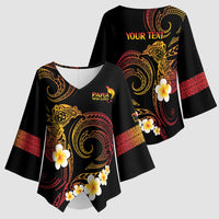 Personalised Papua New Guinea Sepik Kimono Sleeve Blouse Plumeria Floral Tribal Pattern - Polynesian Pride