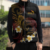 Personalised Papua New Guinea Sepik Sleeveless Puffer Jacket Plumeria Floral Tribal Pattern - Polynesian Pride