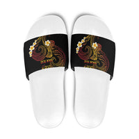 Personalised Papua New Guinea Sepik Slide Sandals Plumeria Floral Tribal Pattern - Polynesian Pride