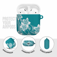 Polynesian Plumeria Flowers Tribal AirPods Case Pacific Tattoo Teal Style - Polynesian Pride