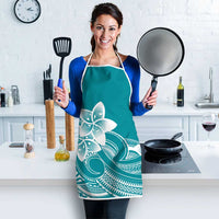 Polynesian Plumeria Flowers Tribal Apron Pacific Tattoo Teal Style - Polynesian Pride