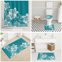 Polynesian Plumeria Flowers Tribal Bathroom Set Pacific Tattoo Teal Style - Polynesian Pride
