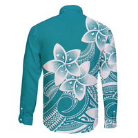 Polynesian Plumeria Flowers Tribal Family Matching Summer Maxi Dress and Hawaiian Shirt Pacific Tattoo Teal Style - Polynesian Pride