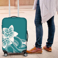 Polynesian Plumeria Flowers Tribal Luggage Cover Pacific Tattoo Teal Style - Polynesian Pride