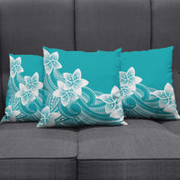 Polynesian Plumeria Flowers Tribal Pillow Cover Pacific Tattoo Teal Style - Polynesian Pride