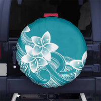 Polynesian Plumeria Flowers Tribal Spare Tire Cover Pacific Tattoo Teal Style - Polynesian Pride