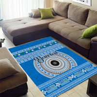 Personalised Fiji Marau Na Kerisimasi Area Rug Merry Christmas Tapa Pattern Blue Style LT9 - Polynesian Pride