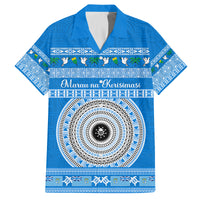 Personalised Fiji Marau Na Kerisimasi Family Matching Summer Maxi Dress and Hawaiian Shirt Merry Christmas Tapa Pattern Blue Style LT9 Dad's Shirt - Short Sleeve Red - Polynesian Pride