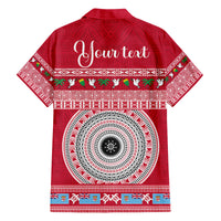 Personalised Fiji Marau Na Kerisimasi Family Matching Off Shoulder Long Sleeve Dress and Hawaiian Shirt Merry Christmas Tapa Pattern Red Style LT9 - Polynesian Pride