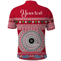 Personalised Fiji Marau Na Kerisimasi Polo Shirt Merry Christmas Tapa Pattern Red Style LT9 - Polynesian Pride