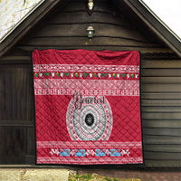 Personalised Fiji Marau Na Kerisimasi Quilt Merry Christmas Tapa Pattern Red Style LT9 - Polynesian Pride