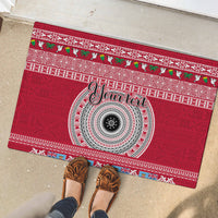 Personalised Fiji Marau Na Kerisimasi Rubber Doormat Merry Christmas Tapa Pattern Red Style LT9 - Polynesian Pride