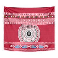 Personalised Fiji Marau Na Kerisimasi Tapestry Merry Christmas Tapa Pattern Red Style LT9 - Polynesian Pride