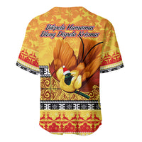 PNG Hamamas Krismas Baseball Jersey Papua New Guinea Bird Of Paradise Merry Christmas Gold Style LT9 - Polynesian Pride