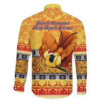 PNG Hamamas Krismas Family Matching Off Shoulder Maxi Dress and Hawaiian Shirt Papua New Guinea Bird Of Paradise Merry Christmas Gold Style LT9 - Polynesian Pride