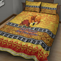 PNG Hamamas Krismas Quilt Bed Set Papua New Guinea Bird Of Paradise Merry Christmas Gold Style LT9 - Polynesian Pride