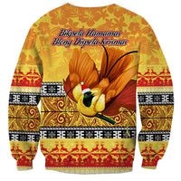 PNG Hamamas Krismas Sweatshirt Papua New Guinea Bird Of Paradise Merry Christmas Gold Style LT9 - Polynesian Pride