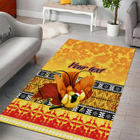 Personalised PNG Hamamas Krismas Area Rug Papua New Guinea Bird Of Paradise Merry Christmas Gold Style LT9 - Polynesian Pride