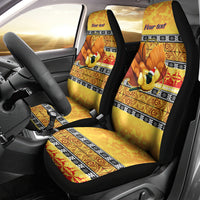 Personalised PNG Hamamas Krismas Car Seat Cover Papua New Guinea Bird Of Paradise Merry Christmas Gold Style LT9 - Polynesian Pride
