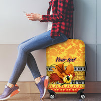 Personalised PNG Hamamas Krismas Luggage Cover Papua New Guinea Bird Of Paradise Merry Christmas Gold Style LT9 - Polynesian Pride
