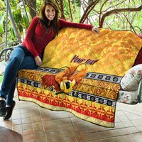 Personalised PNG Hamamas Krismas Quilt Papua New Guinea Bird Of Paradise Merry Christmas Gold Style LT9 - Polynesian Pride