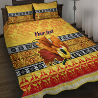 Personalised PNG Hamamas Krismas Quilt Bed Set Papua New Guinea Bird Of Paradise Merry Christmas Gold Style LT9 - Polynesian Pride