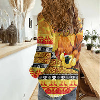 Personalised PNG Hamamas Krismas Women Casual Shirt Papua New Guinea Bird Of Paradise Merry Christmas Gold Style LT9 - Polynesian Pride
