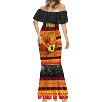 PNG Hamamas Krismas Mermaid Dress Papua New Guinea Bird Of Paradise Merry Christmas Black Style LT9 - Polynesian Pride