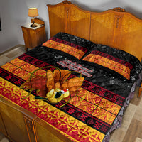 PNG Hamamas Krismas Quilt Bed Set Papua New Guinea Bird Of Paradise Merry Christmas Black Style LT9 - Polynesian Pride