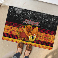 PNG Hamamas Krismas Rubber Doormat Papua New Guinea Bird Of Paradise Merry Christmas Black Style LT9 - Polynesian Pride