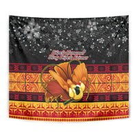 PNG Hamamas Krismas Tapestry Papua New Guinea Bird Of Paradise Merry Christmas Black Style LT9 - Polynesian Pride