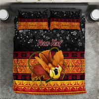 Personalised PNG Hamamas Krismas Bedding Set Papua New Guinea Bird Of Paradise Merry Christmas Black Style LT9 Black - Polynesian Pride