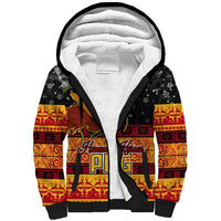 Personalised PNG Hamamas Krismas Sherpa Hoodie Papua New Guinea Bird Of Paradise Merry Christmas Black Style LT9 Unisex Black - Polynesian Pride