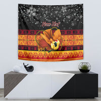 Personalised PNG Hamamas Krismas Tapestry Papua New Guinea Bird Of Paradise Merry Christmas Black Style LT9 - Polynesian Pride