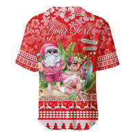 Personalised Hawaii Mele Kalikimaka Baseball Jersey Santa Beach Merry Christmas LT9 - Polynesian Pride