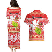 Personalised Hawaii Mele Kalikimaka Couples Matching Puletasi Dress and Hawaiian Shirt Santa Claus and Hula Dancing Merry Christmas LT9 - Polynesian Pride