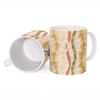Hawaiian Ohia Lehua Lei Ceramic Mug Plaid Palaka Ahiehie Pattern - Polynesian Pride