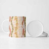 Hawaiian Ohia Lehua Lei Ceramic Mug Plaid Palaka Ahiehie Pattern - Polynesian Pride