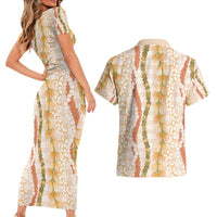 Hawaiian Ohia Lehua Lei Couples Matching Short Sleeve Bodycon Dress and Hawaiian Shirt Plaid Palaka Ahiehie Pattern LT9 - Polynesian Pride