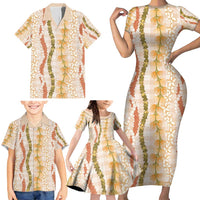 Hawaiian Ohia Lehua Lei Family Matching Short Sleeve Bodycon Dress and Hawaiian Shirt Plaid Palaka Ahiehie Pattern LT9 - Polynesian Pride