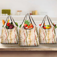 Hawaiian Ohia Lehua Lei Grocery Bag Plaid Palaka Ahiehie Pattern - Polynesian Pride