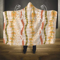 Hawaiian Ohia Lehua Lei Hooded Blanket Plaid Palaka Ahiehie Pattern - Polynesian Pride