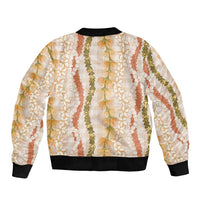 Hawaiian Ohia Lehua Lei Sleeve Zip Bomber Jacket Plaid Palaka Ahiehie Pattern - Polynesian Pride