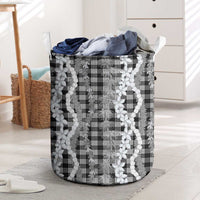 Hawaiian Ohia Lehua Lei Laundry Basket Plaid Palaka Eleele Pattern - Polynesian Pride