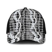 Hawaiian Ohia Lehua Lei Baseball Net Cap Plaid Palaka Eleele Pattern - Polynesian Pride