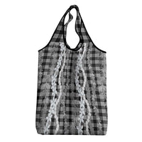 Hawaiian Ohia Lehua Lei Grocery Bag Plaid Palaka Eleele Pattern - Polynesian Pride