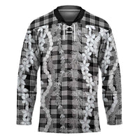 Hawaiian Ohia Lehua Lei Hockey Jersey Plaid Palaka Eleele Pattern - Polynesian Pride