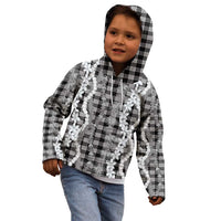 Hawaiian Ohia Lehua Lei Kid Hoodie Plaid Palaka Eleele Pattern - Polynesian Pride